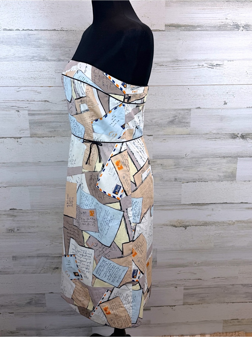 J.Crew Strapless Letter Print Dress Size 6 Cotton A-Line Mini Preppy Chic - Picture 4 of 13